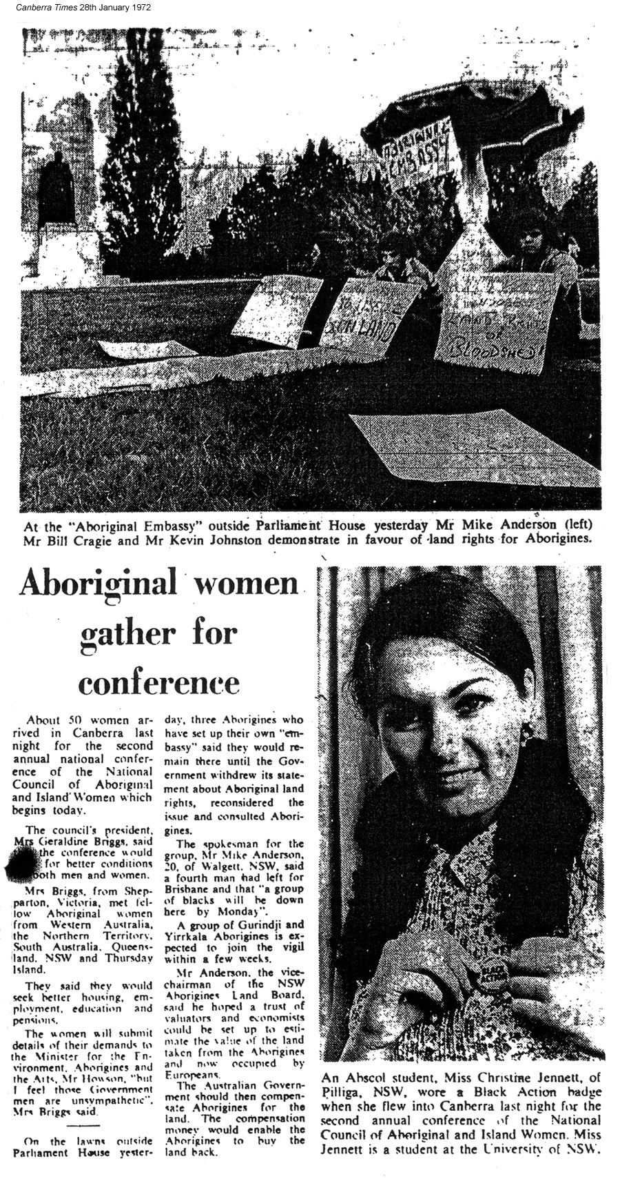 canberra times 28th january 1972